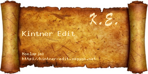 Kintner Edit névjegykártya